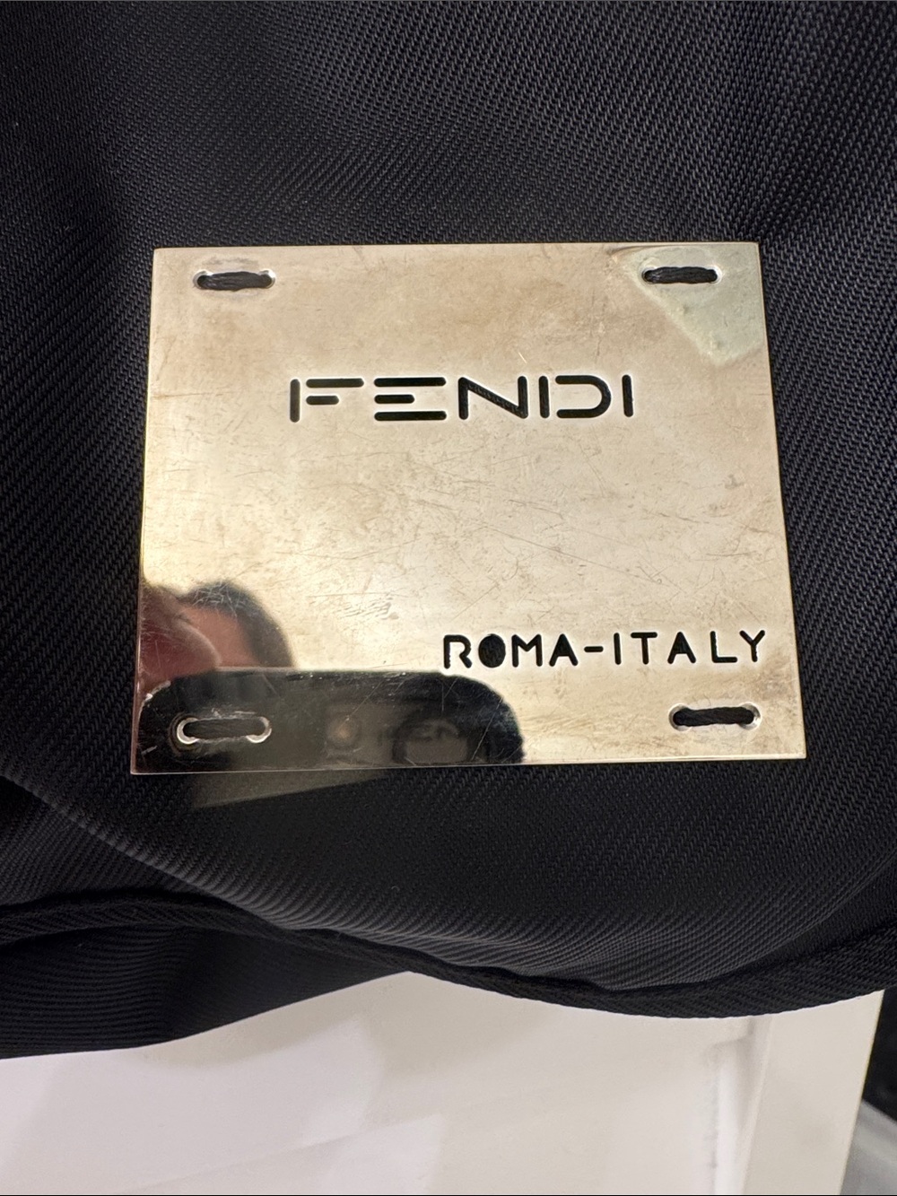 Fendi Black Messenger Bag with Silver Logo Plate